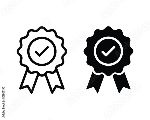Rosette stamp icon vector design. Approval check vector icon. Certified medal icon. 
