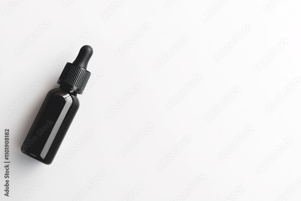 Naklejka premium Minimalist black dropper bottle on white background
