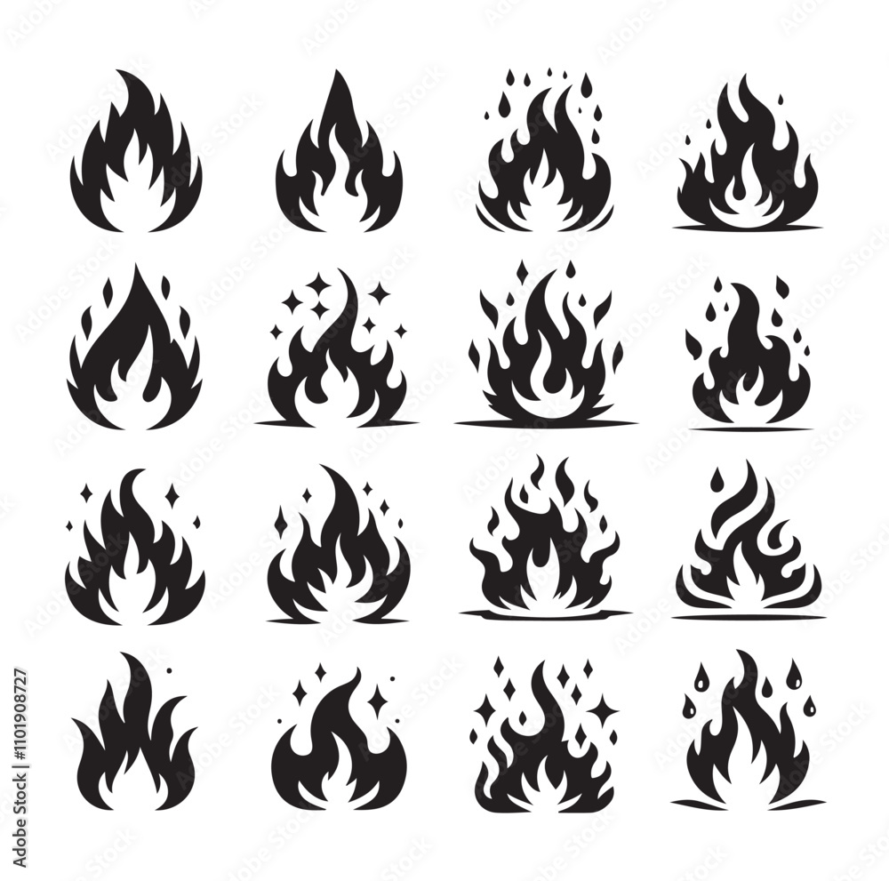 Fire flame silhouette vector illustration Fire flame silhouette vector illustration