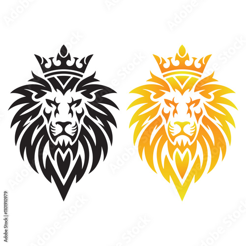 Lion king head vector art, tribal lion head tattoo design vector logo design icon