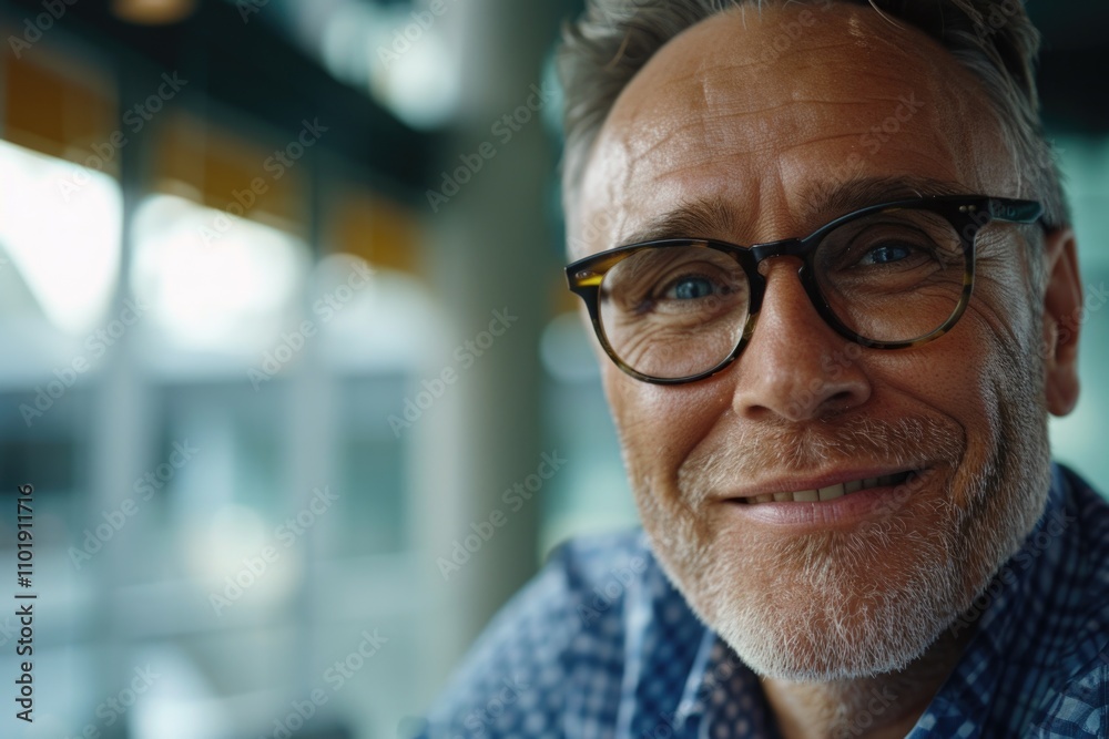 Fototapeta premium A detailed view of a pair of glasses worn by someone