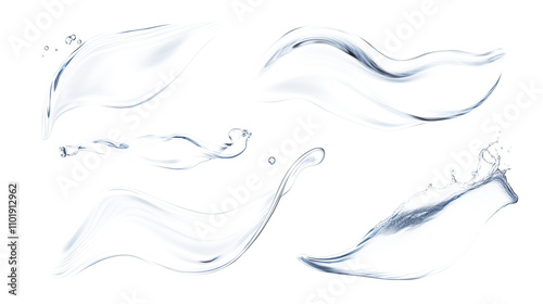 Set of clear water ripples isolated on transparent background