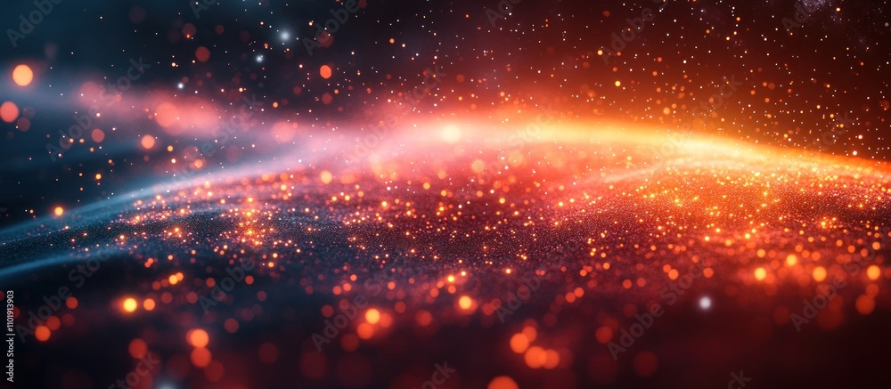 Obraz premium Abstract background with glowing particles in a galaxy like setting.