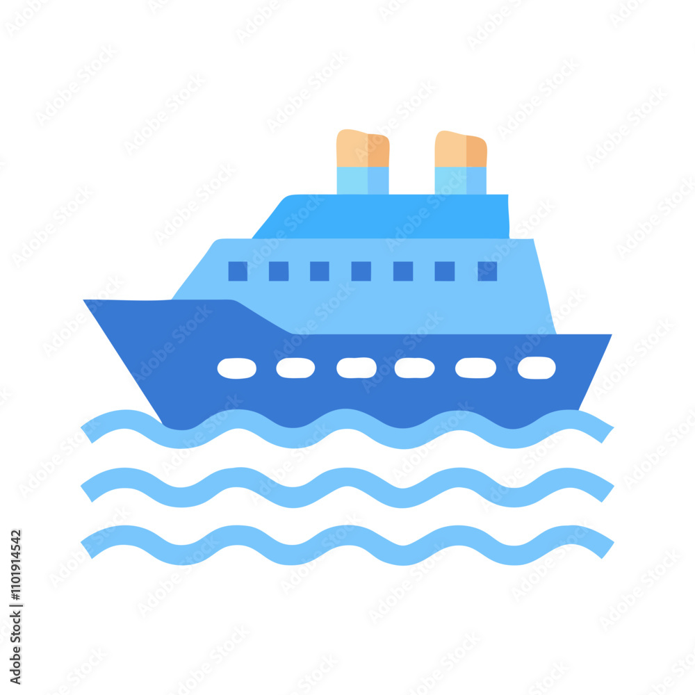 Obraz premium Cruise ship icon with waves
