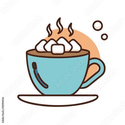 Hot chocolate cup with marshmallows icon