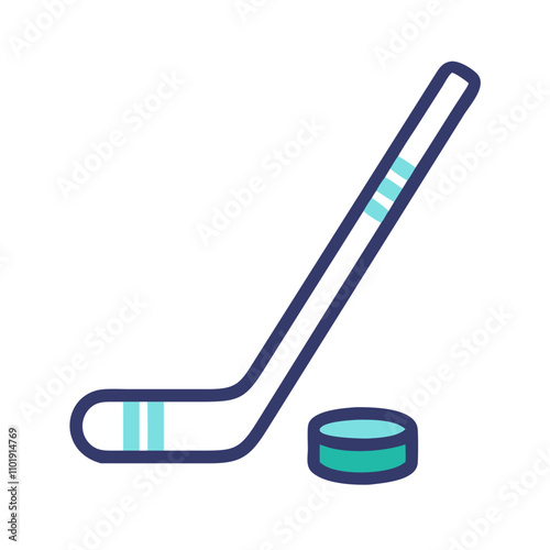 Hockey stick and puck icon for sports