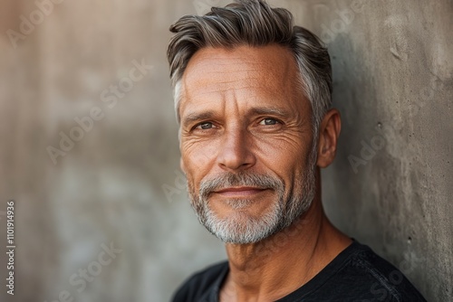 Mature man with a subtle smile and gray hair