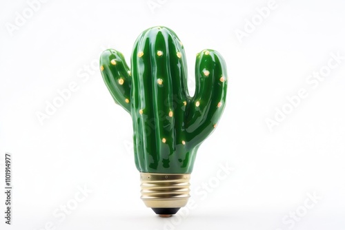 A green light bulb shaped like a cactus photo