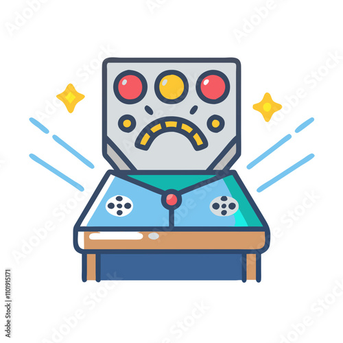 Pinball machine icon with game controls