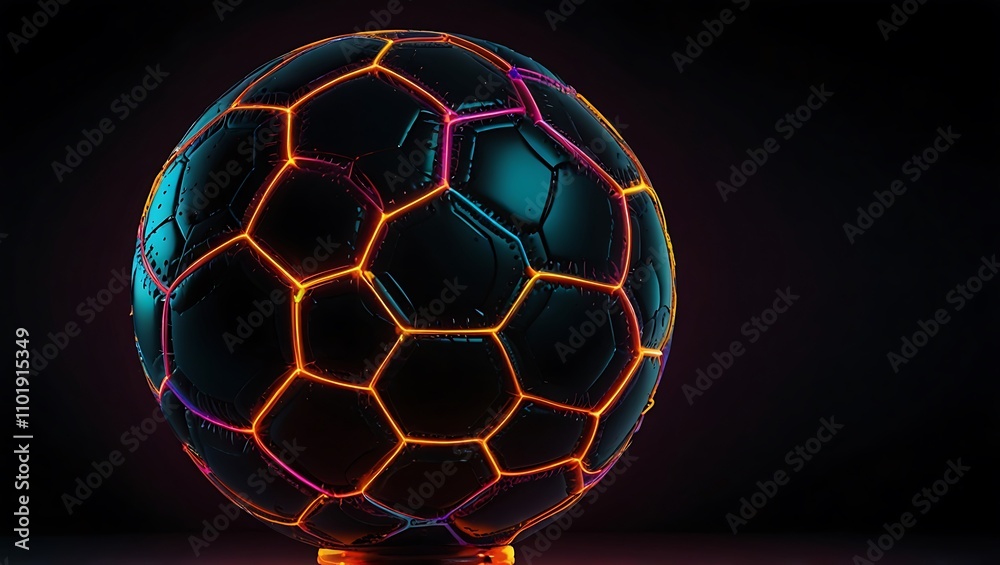 Fototapeta premium Neon Soccer Ball - Black & Orange