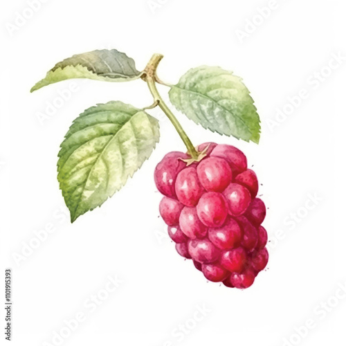 watercolor Raspberry isolated white background