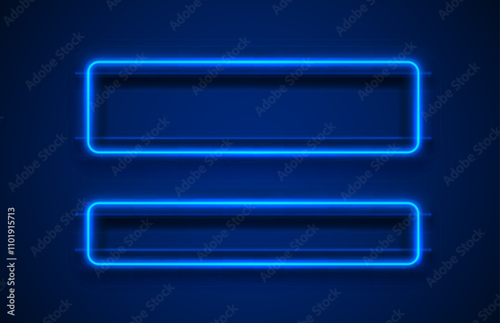 Neon frame, blue lamp, black background, line electric. Vector Neon frame, blue lamp, black background, line electric. Vector