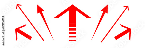  arrows up icon. red arrow graph on white background. upward straight sign. North direction element on maps 
