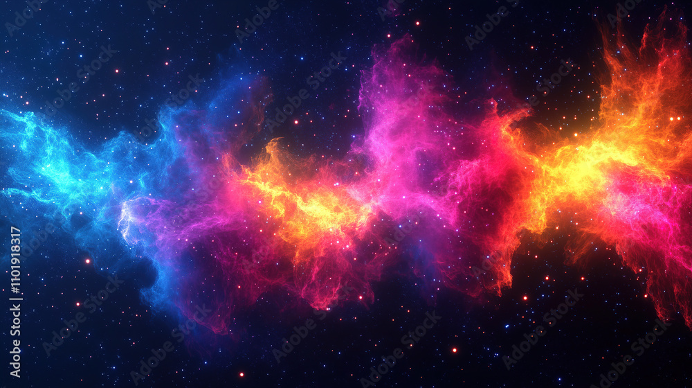 Colorful cosmic nebula featuring vibrant gas clouds in a deep space environment. Generative AI Colorful cosmic nebula featuring vibrant gas clouds in a deep space environment. Generative AI