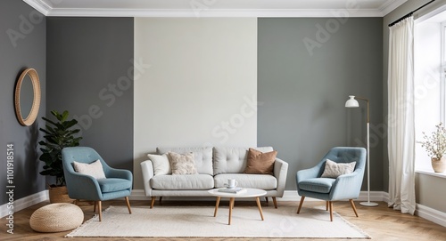 Interior walls painted in soft matte greys and off whites for a calming effect