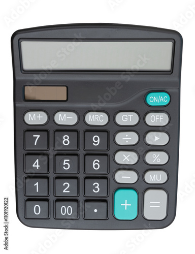 A black calculator isolated on white with clipping path