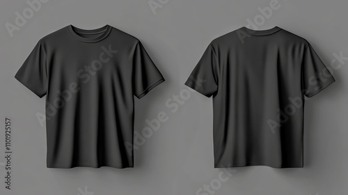 black male t-shirt mockup template featuring front and back views for custom design, high-resolution, realistic presentation photo