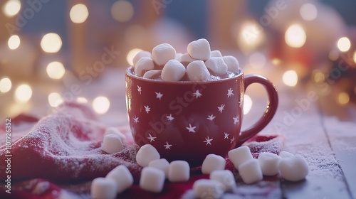 Festive Hot Cocoa with Marshmallows in a Starry Mug