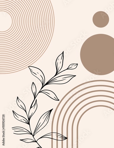 Modern minimalist wall art, geometric arch patterns, abstract artwork is perfect for boho-style home decor, living room 