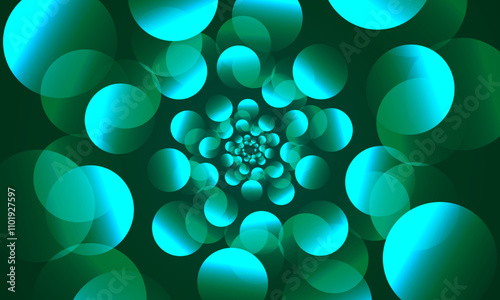 Dynamic shapes composition circle pattern green background. round circle.