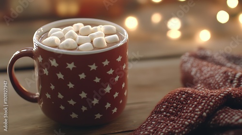Cozy Hot Chocolate with Marshmallows in a Starry Mug