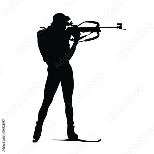 biathlon player shooting dark