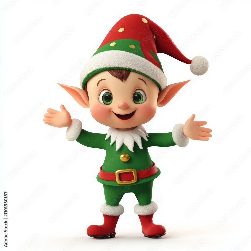 3d a vector illustration of a cute and happy christmas elf in clipart style, isolated on a white background 3d a vector illustration of a cute and happy christmas elf in clipart style, isolated on a white background