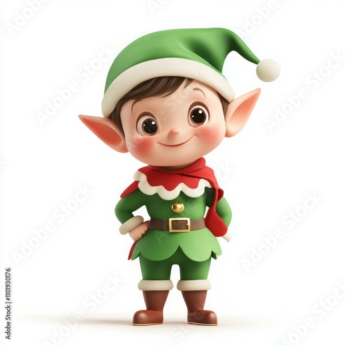 Wallpaper Mural 3d a vector illustration of a cute and happy christmas elf in clipart style, isolated on a white background Torontodigital.ca