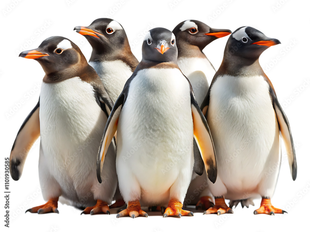 Obraz premium Gentoo penguins isolated on white background as transparent. PNG. AI GENERATED.