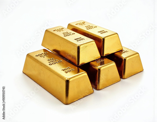 gold bars isolated on white on white background