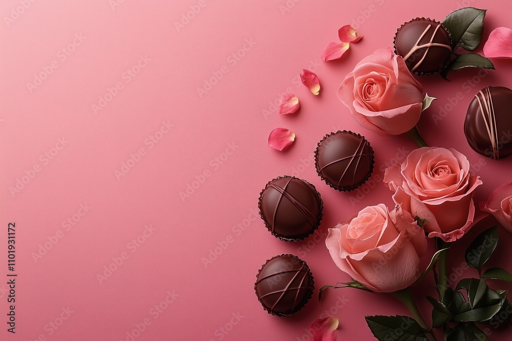 Valentine's Day flat lay background for creative projects with empty space Valentine's Day flat lay background for creative projects with empty space