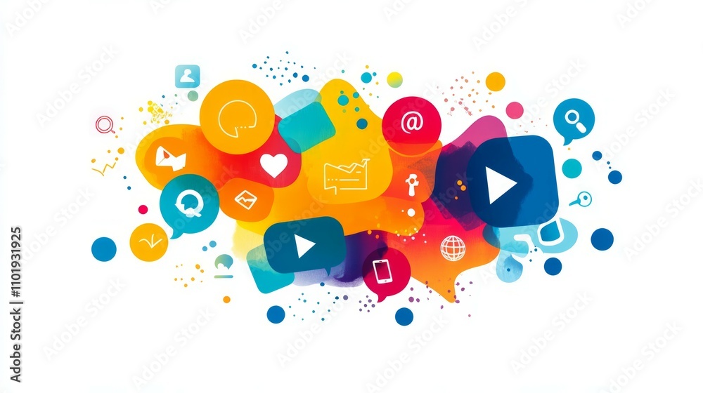 Abstract marketing and expresses communication, messages, social media background with icons Abstract marketing and expresses communication, messages, social media background with icons