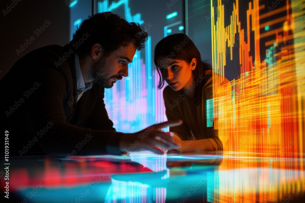 Business Analysts Reviewing Data on Multiple Monitors Business Analysts Reviewing Data on Multiple Monitors