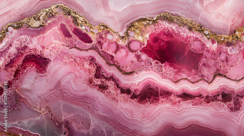 Wallpaper Mural Natural pink agate stone with intricate patterns and rich colors in a close-up view Torontodigital.ca