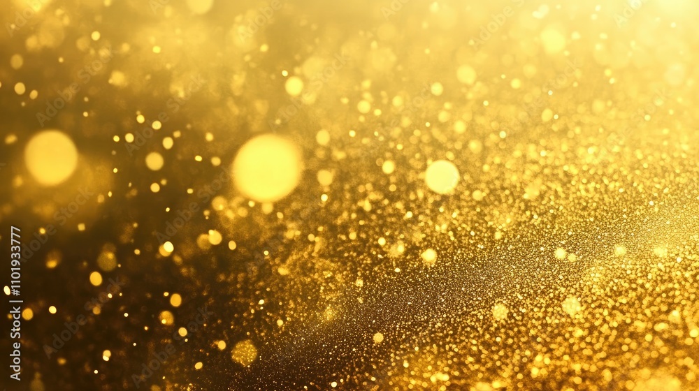 Golden Glitter Background with Ultra-High-Resolution and Professional Color Grading, Award-Winning Composition, Bright Golden Light, Golden Yellow, Depth of Field, Bokeh, Hyper-Realistic Stock Photo
