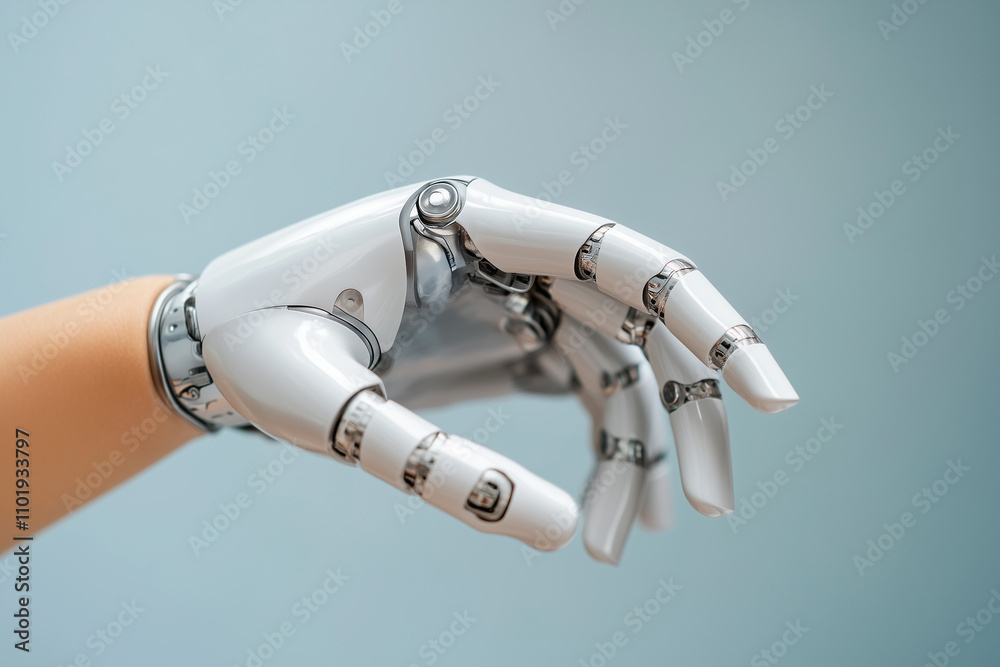 Side view of a robotic hand in a high-tech environment, showcasing intricate circuitry and futuristic design Side view of a robotic hand in a high-tech environment, showcasing intricate circuitry and futuristic design