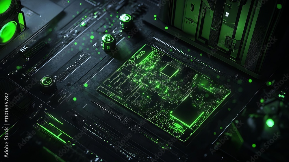 Futuristic Green Circuit Board Technology Background Futuristic Green Circuit Board Technology Background