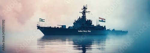 Vector illustration of Indian navy day, 4 th December. photo