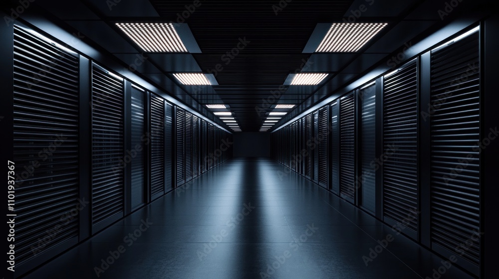 Dark Server Room Corridor Dark Server Room Corridor