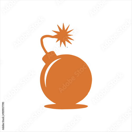 bomb with a burning fuse flat vector, Cartoon bomb with burning fuse, Bomb icon. A bomb with a burning wick