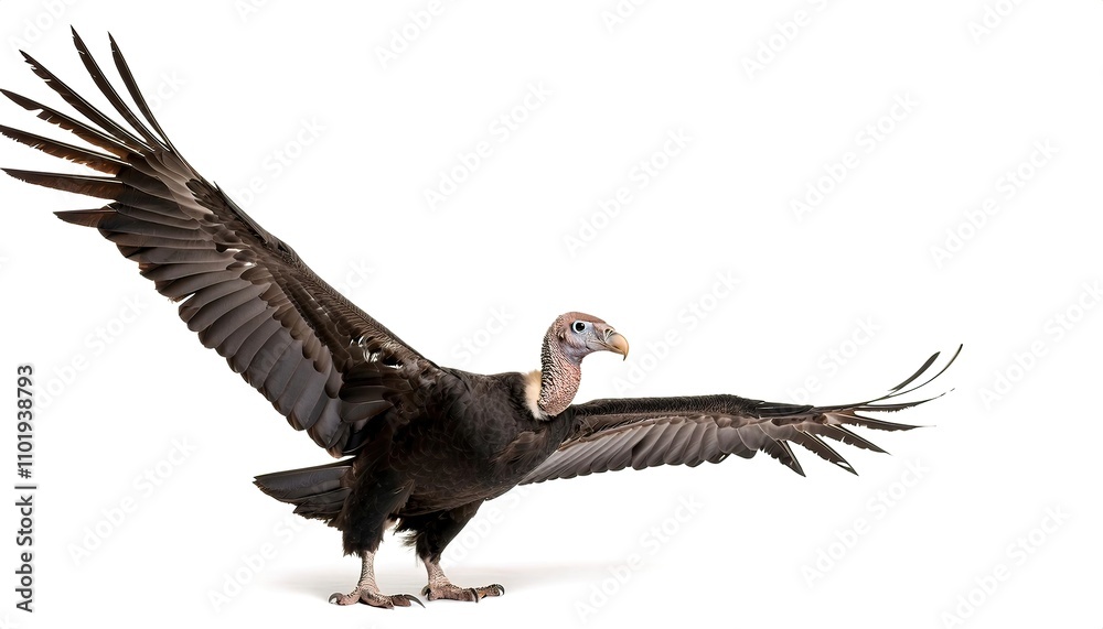 Obraz premium California condor - Gymnogyps californianus - is a New World vulture and the largest North American land bird. It became extinct in the wild in 1987. Isolated on white background with copy space