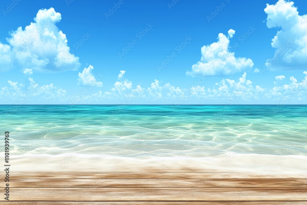 Obraz premium A vivid aqua ocean backdrop, with distant waves and a seamless transition to a brighter horizon