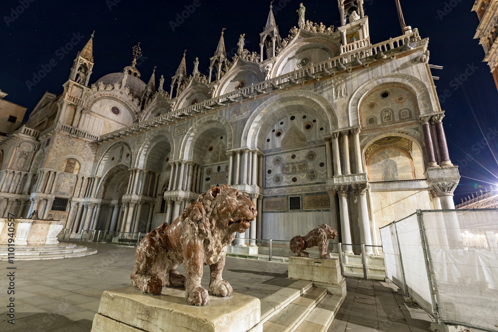 Piazza San Marco in Venice at night. a unique landscape
