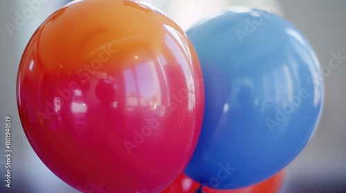 A cluster of bright balloons captured up close