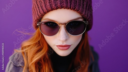 A woman wearing a hat and sunglasses, standing in a casual pose