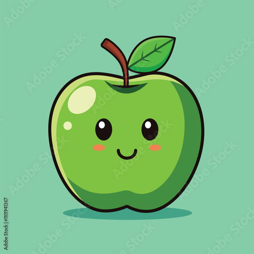 Green Apple Vector Art - Fresh and Juicy Fruit Illustration