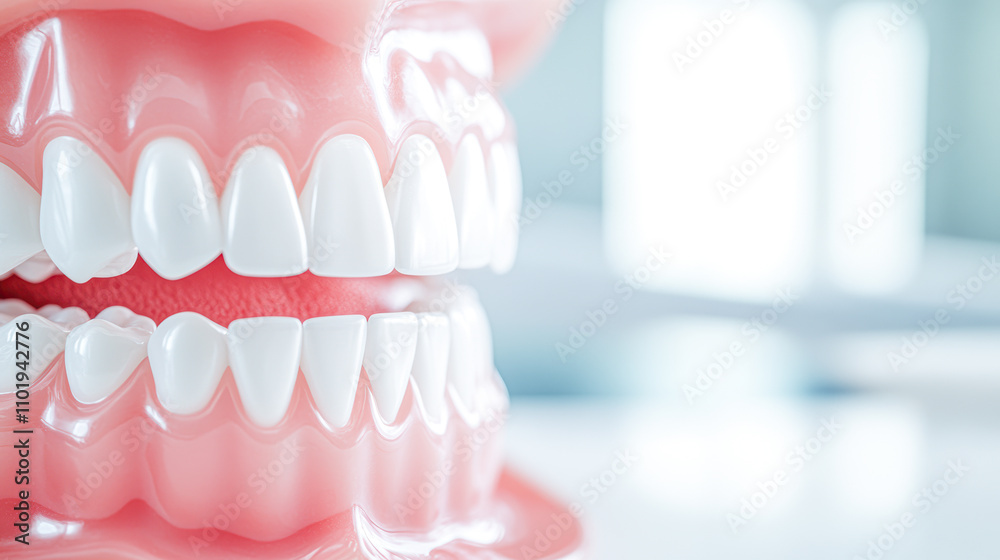 Fototapeta premium A close up of a fake tooth with a pinkish color