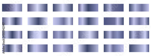 Set sample of trendy 2025 color texture Gradient. Collection deja vu blue Chrome Gradient example isolated white background. Vector template design for border, frame ribbon 
