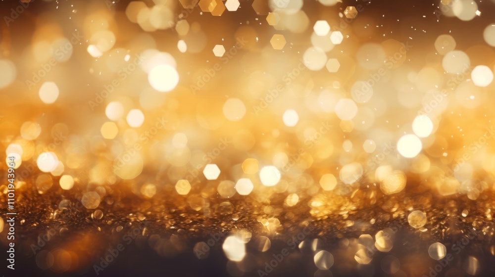 Vibrant bokeh effect of golden lights creating a soft, blurred background with silver, light and gold tones, festive and bright Vibrant bokeh effect of golden lights creating a soft, blurred background with silver, light and gold tones, festive and bright