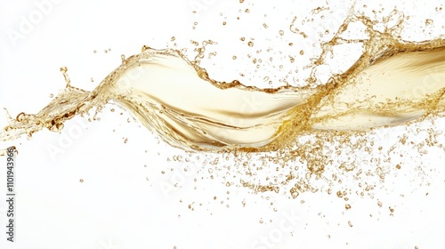 Wallpaper Mural Artistic splash of golden champagne captured in motion, creating dynamic patterns in a wine glass, on white Torontodigital.ca